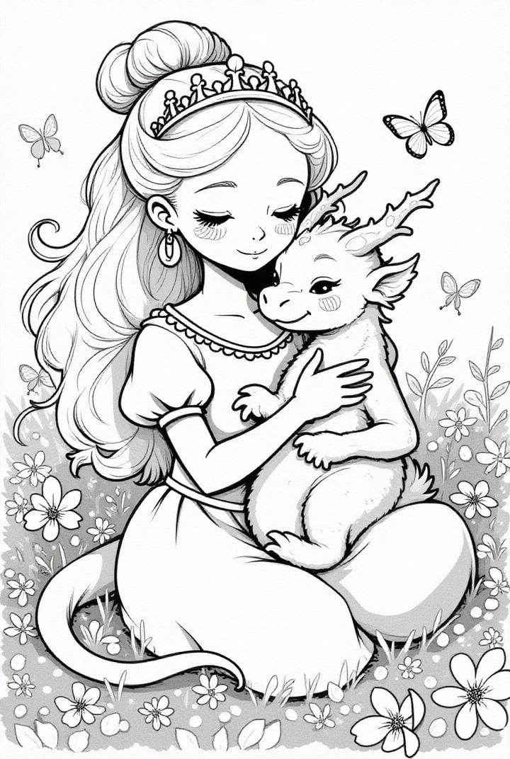 princesa com bebAª dragA£o Página para colorir princesa com bebAª dragA£o