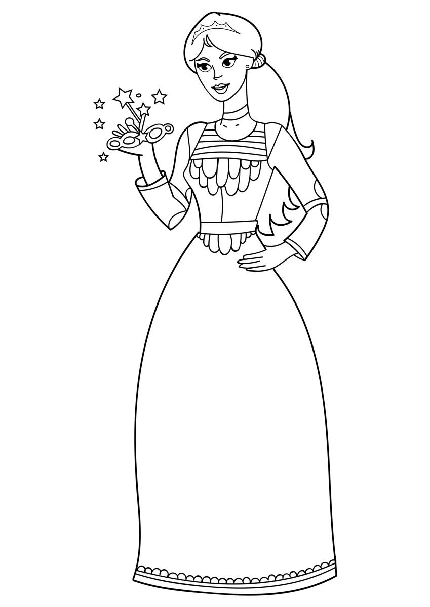 princesa com mA¡scara Página para colorir princesa com mA¡scara