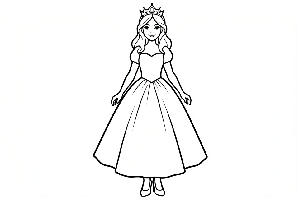 princesa com uma coroa Página para colorir princesa com uma coroa