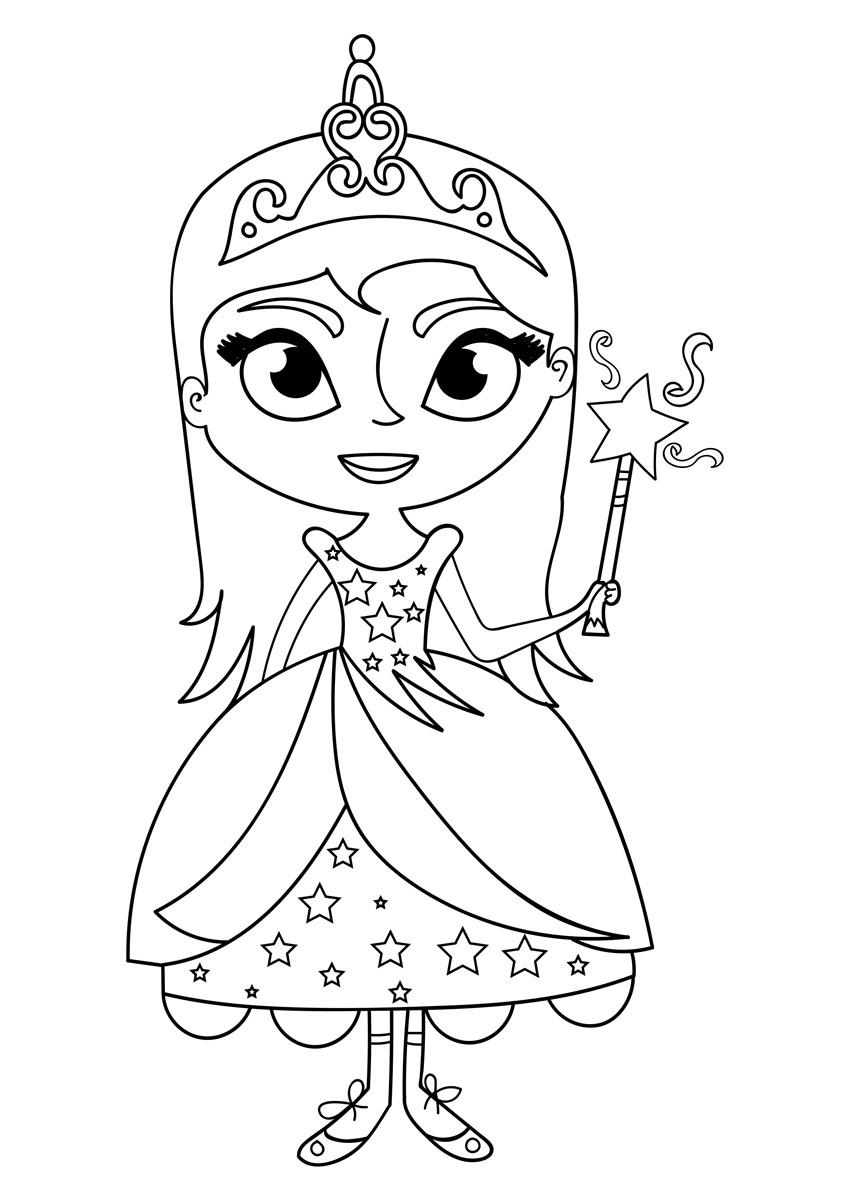 princesa com varinha Página para colorir princesa com varinha