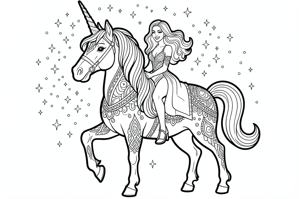 princesa em um unicA³rnio Página para colorir princesa em um unicA³rnio
