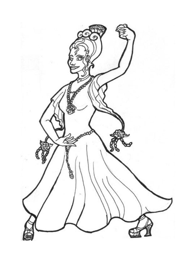 princesa flamenca Página para colorir princesa flamenca