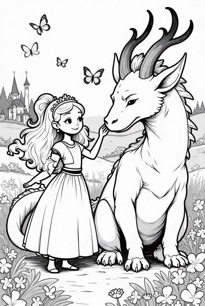 princesinha com seu dragA£o Página para colorir princesinha com seu dragA£o