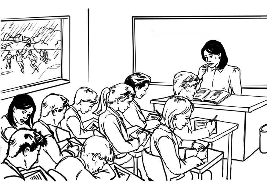 professora em frente a classe Página para colorir professora em frente a classe