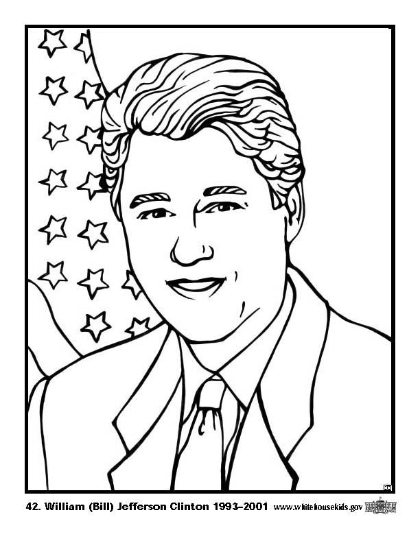 Página para colorir 42 william (bill) jefferson clinton