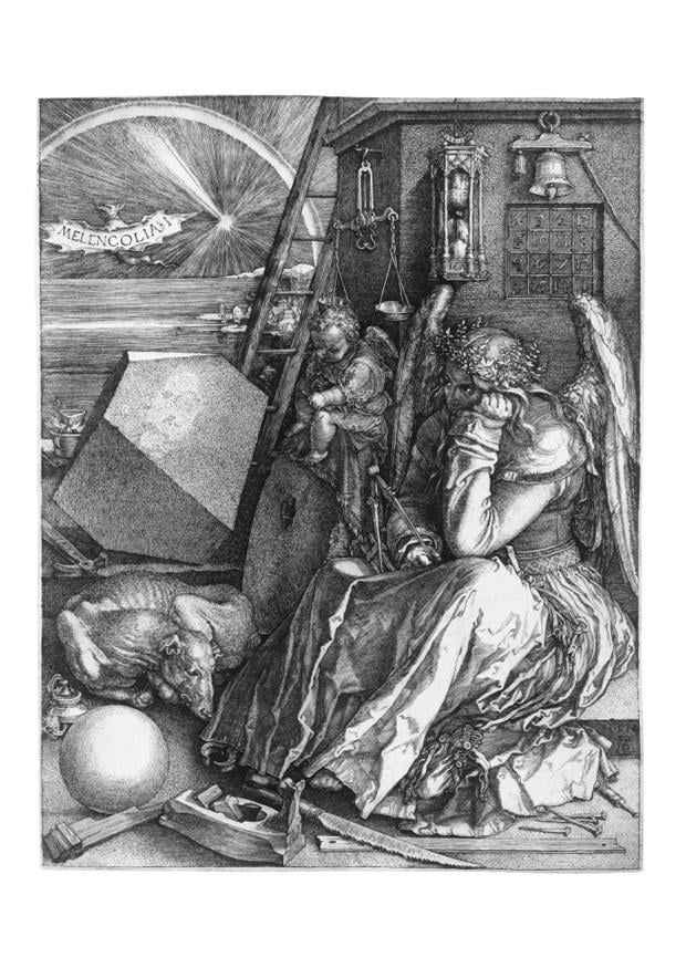 Página para colorir albrecht durer - melancolia
