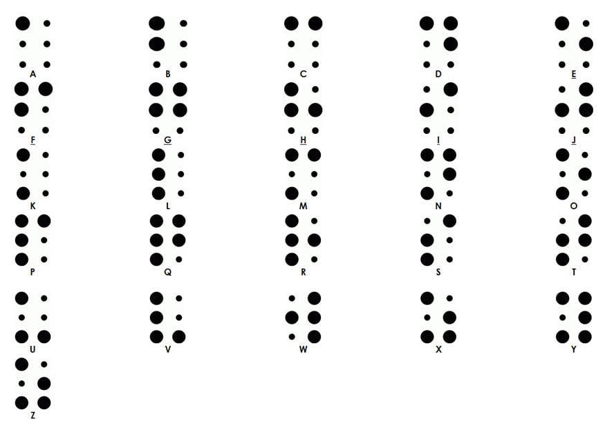 Página para colorir alfabeto braille 