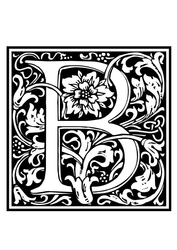 Página para colorir alfabeto decorativo - b