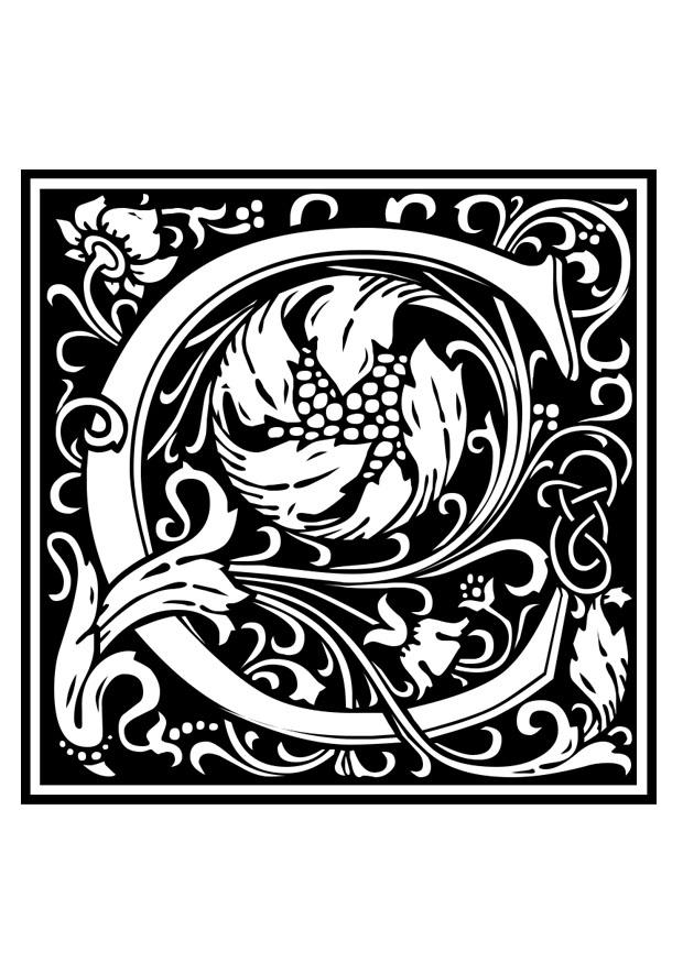 Página para colorir alfabeto decorativo - c