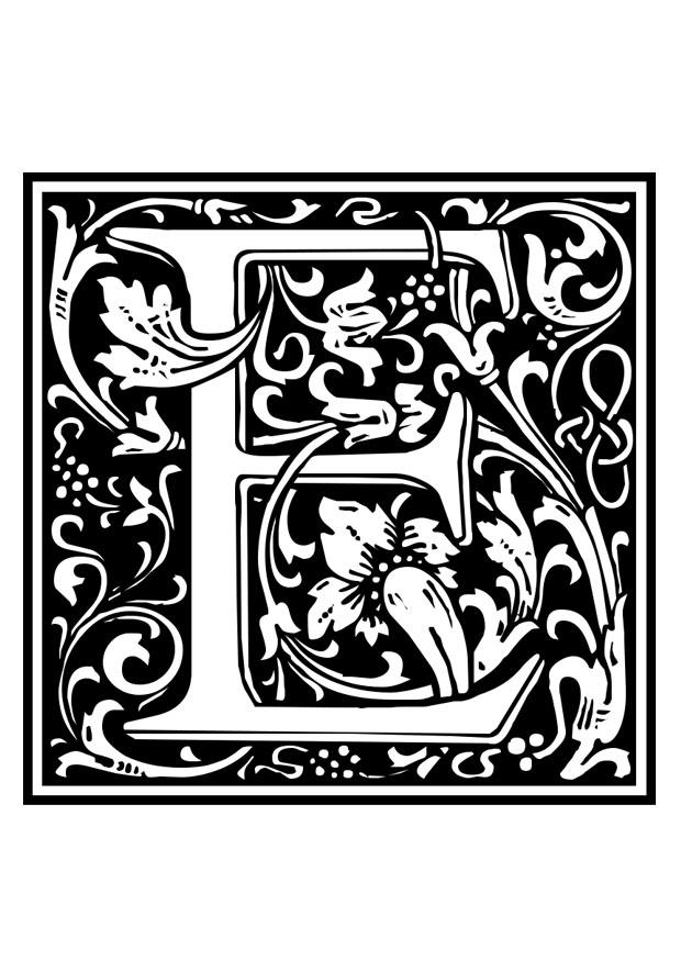 Página para colorir alfabeto decorativo - e