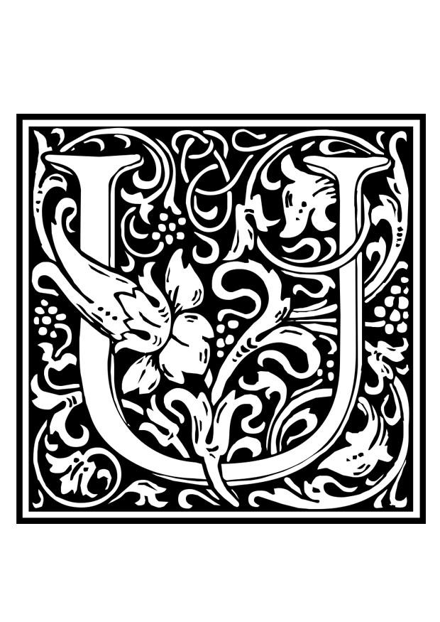 Página para colorir alfabeto decorativo - u