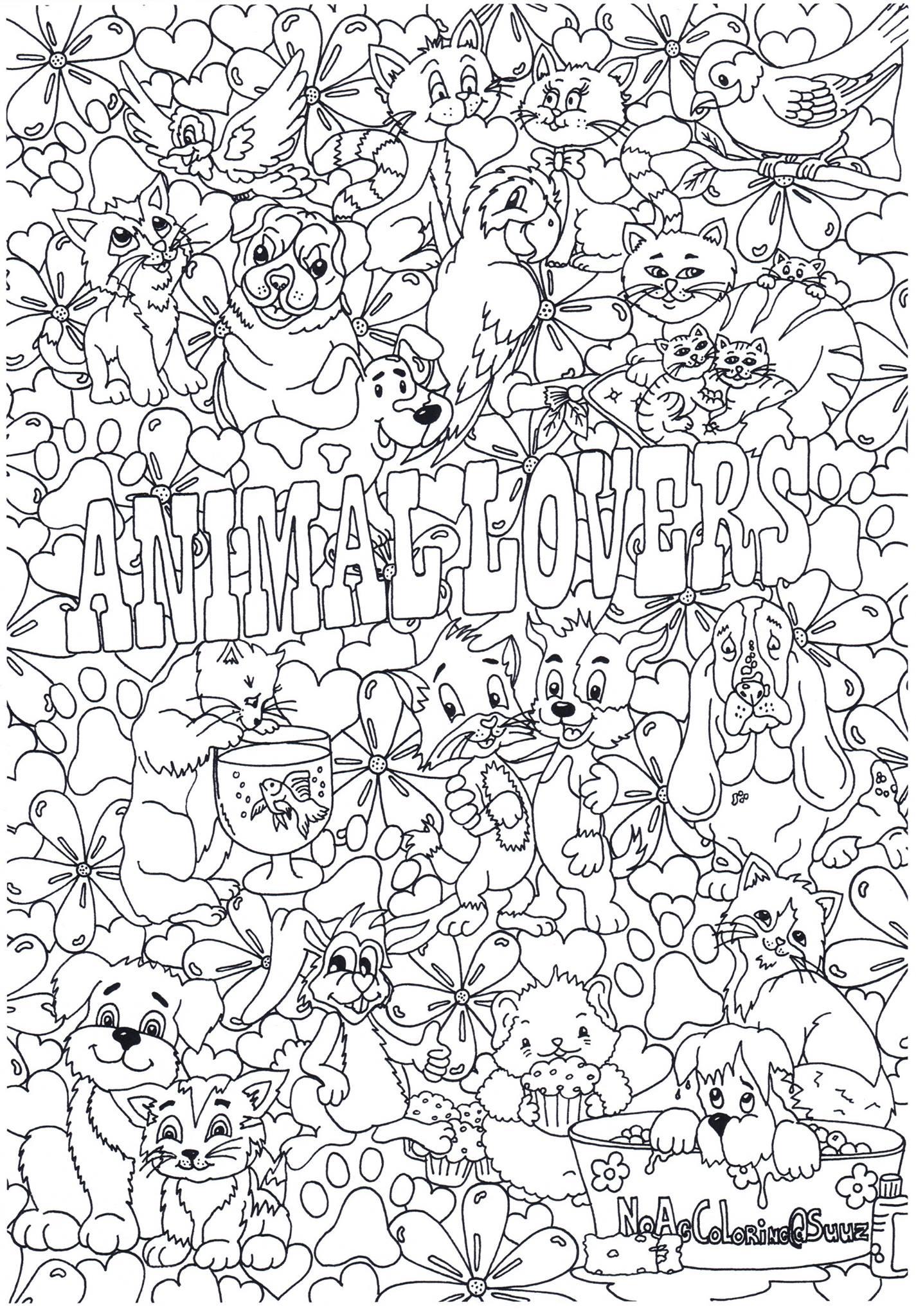 Página para colorir amantes de animais