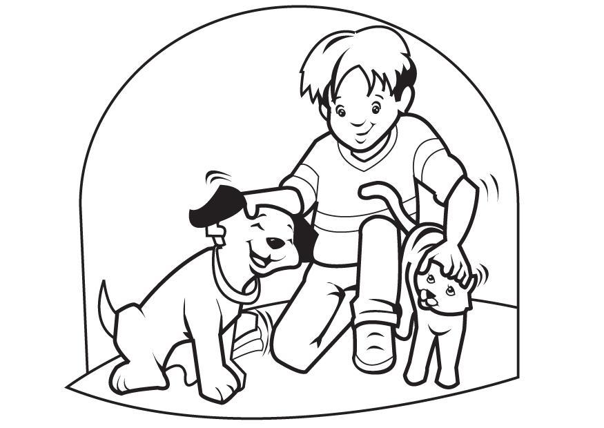 Página para colorir animais domA©sticos - cachorro e gato