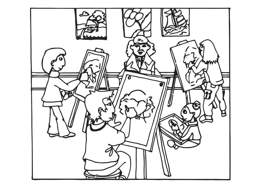 Página para colorir aula de desenho