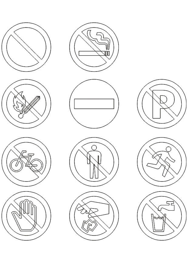 Página para colorir avisos de proibido 
