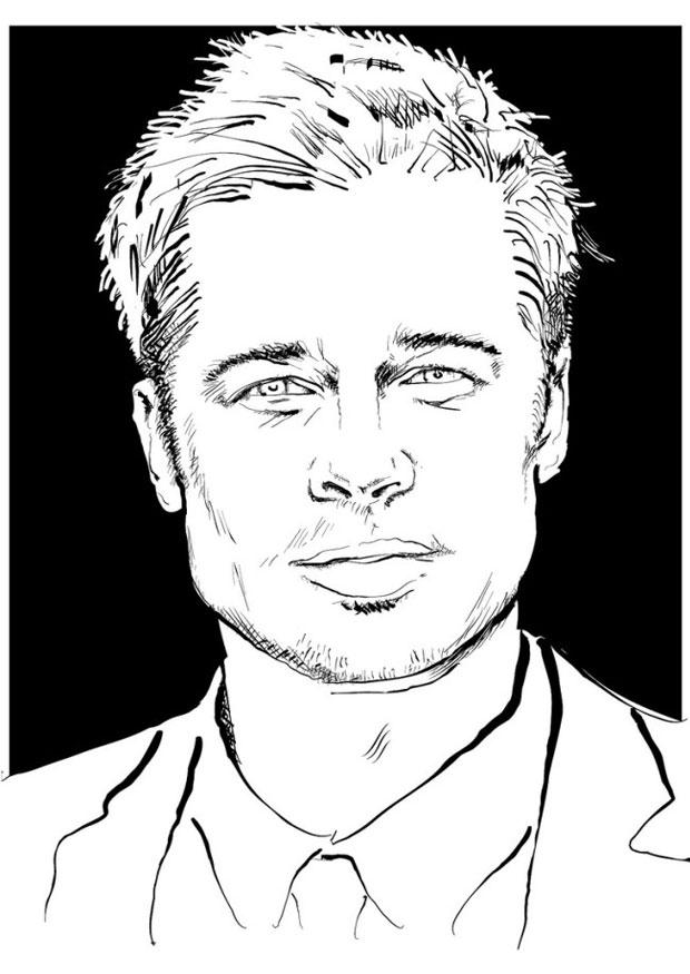 Página para colorir brad pitt