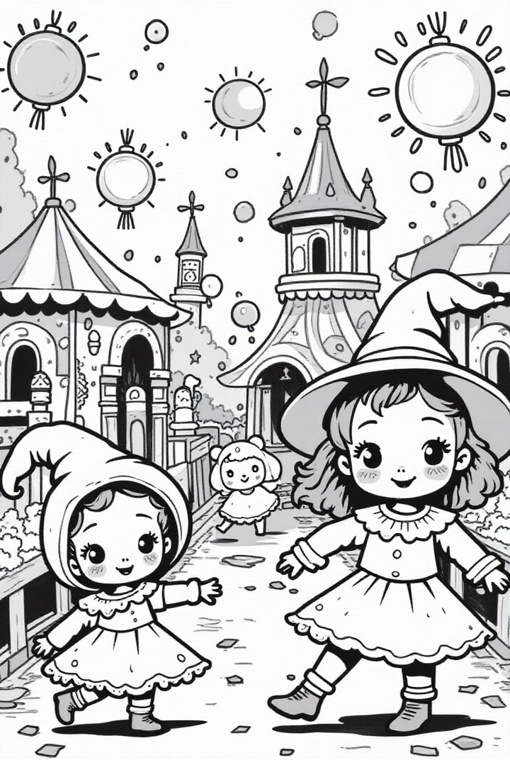 Página para colorir carnaval no paA­s das maravilhas