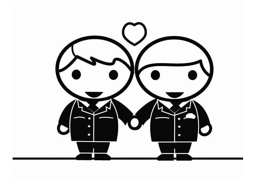 Página para colorir casamento homo-afetivo entre homens