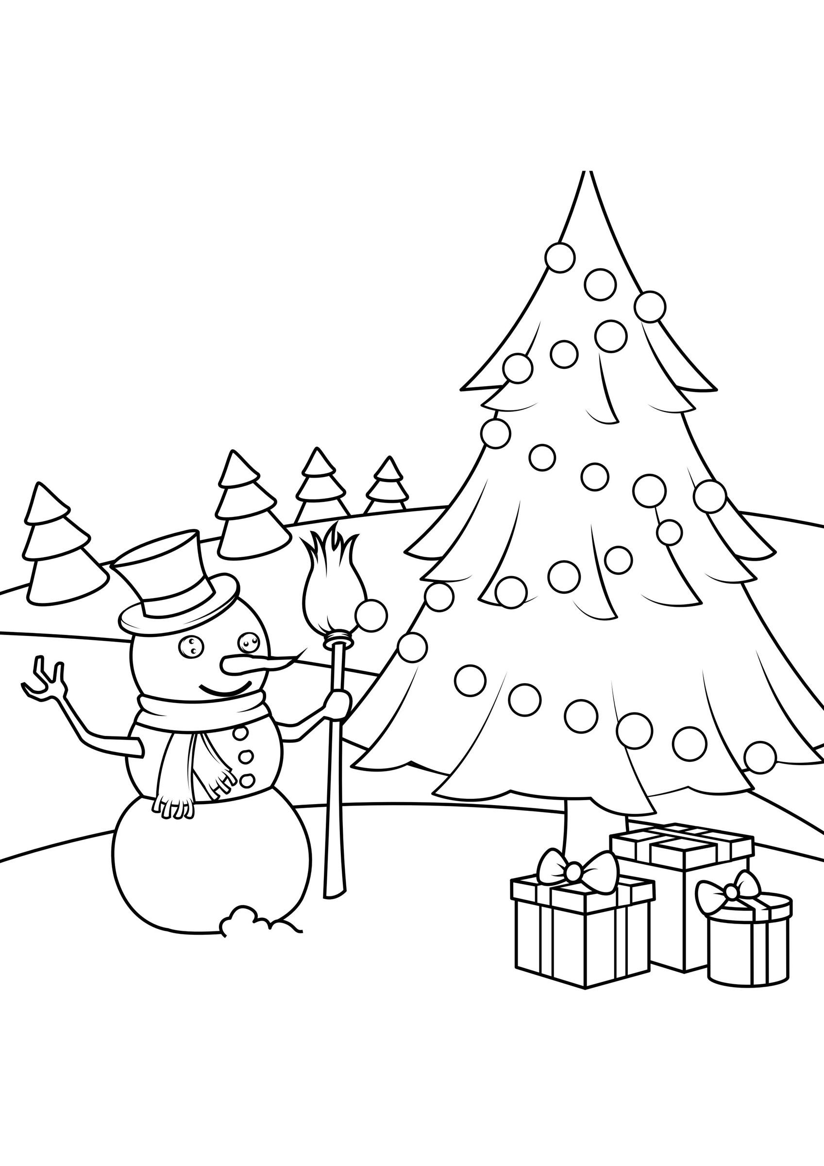 Página para colorir cena de natal