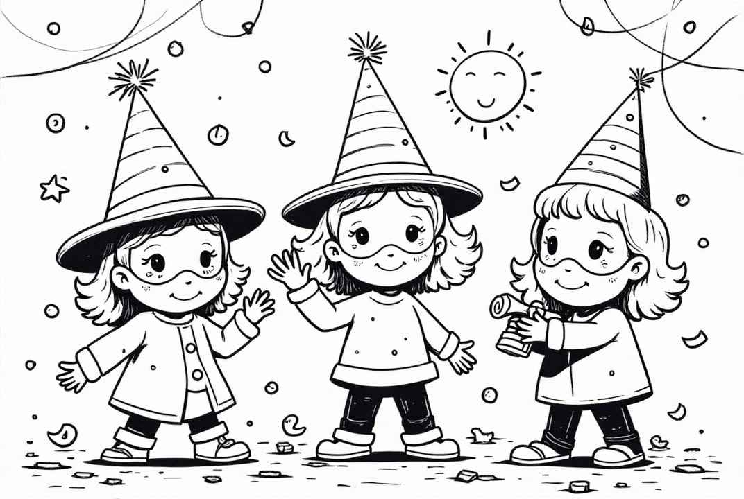 Página para colorir crianA§as mascaradas no carnaval