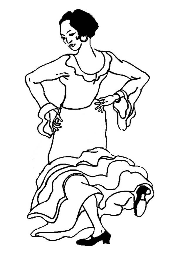 Página para colorir danA§arina de flamenco 