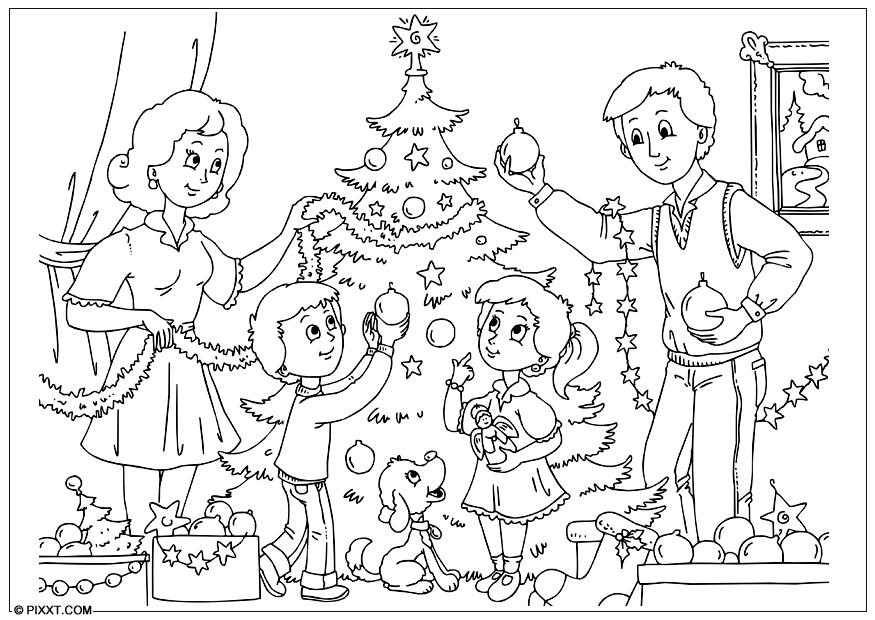 Página para colorir decorar a A¡rvore de natal