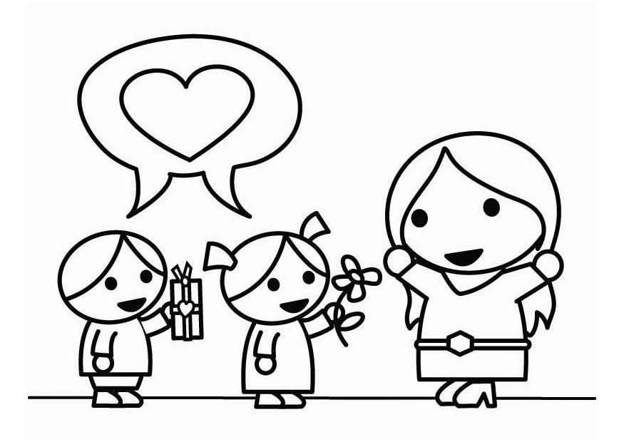 Página para colorir dia das mA£es com os filhos
