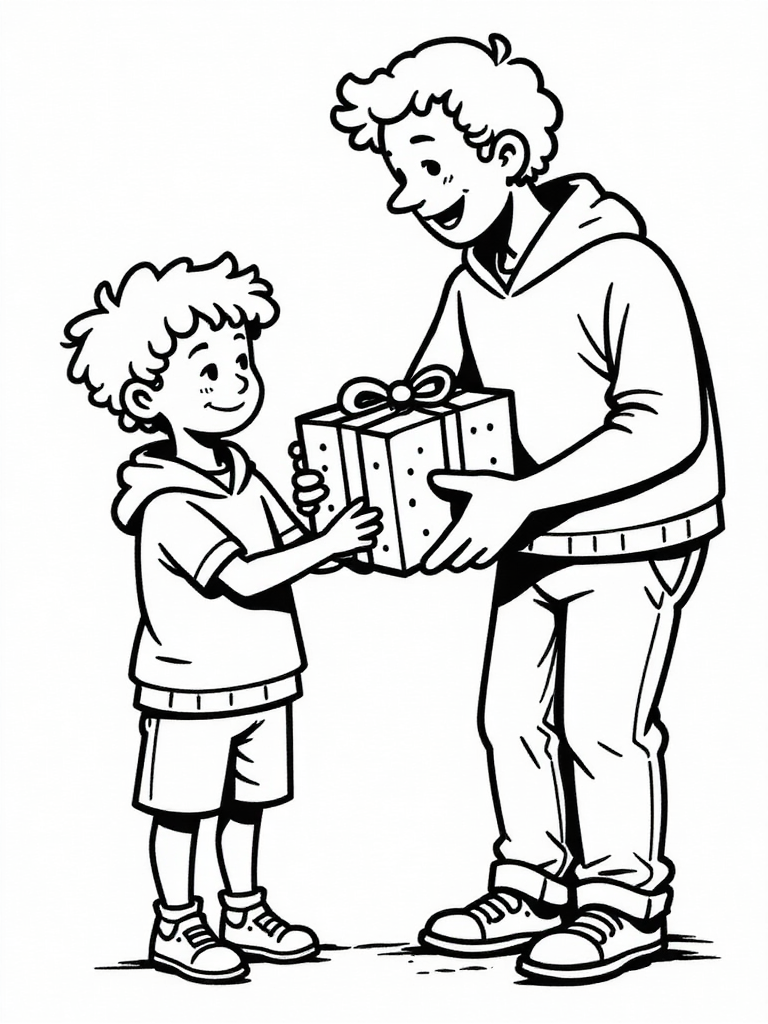 Página para colorir dia dos pais pai e filho