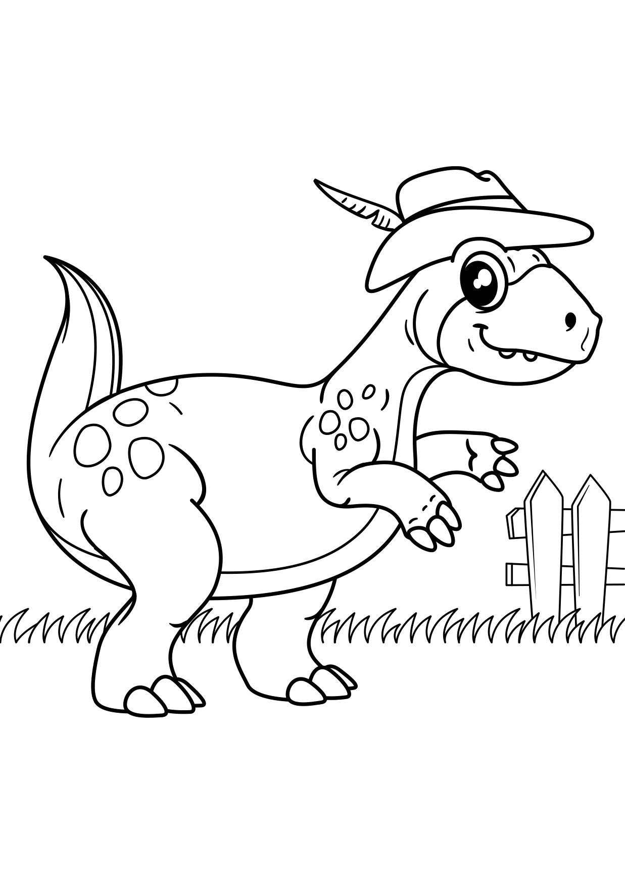 Página para colorir dinossauro vai passear
