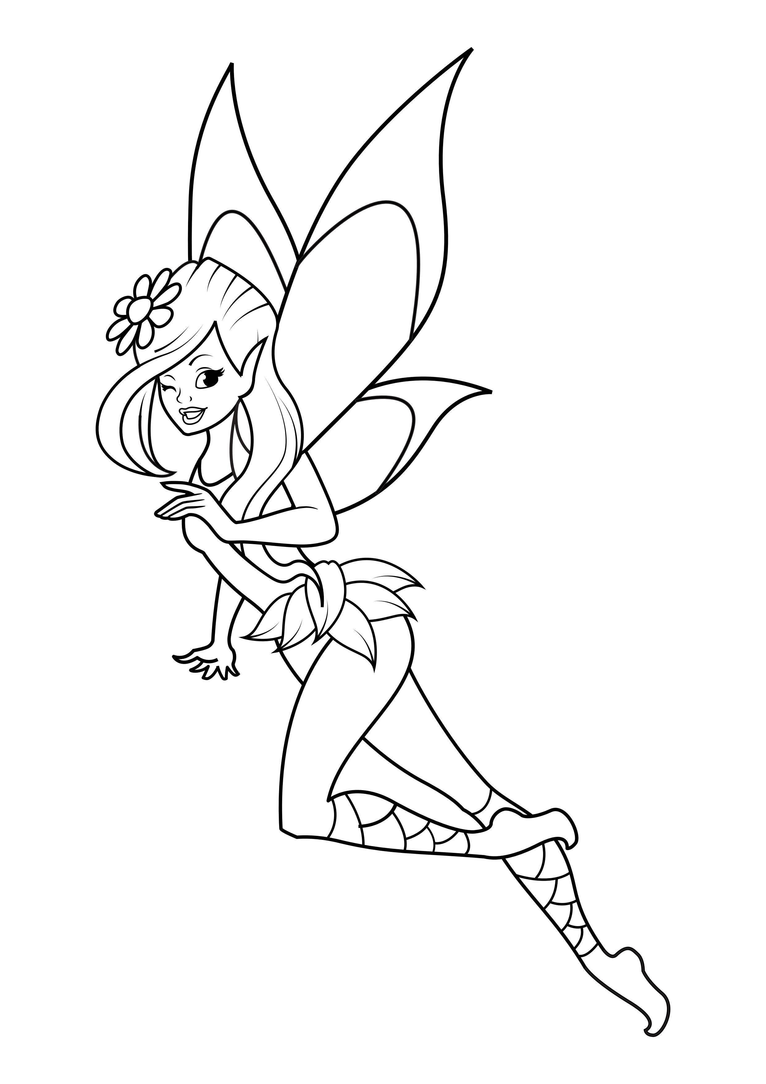 Página para colorir fada com piscadela