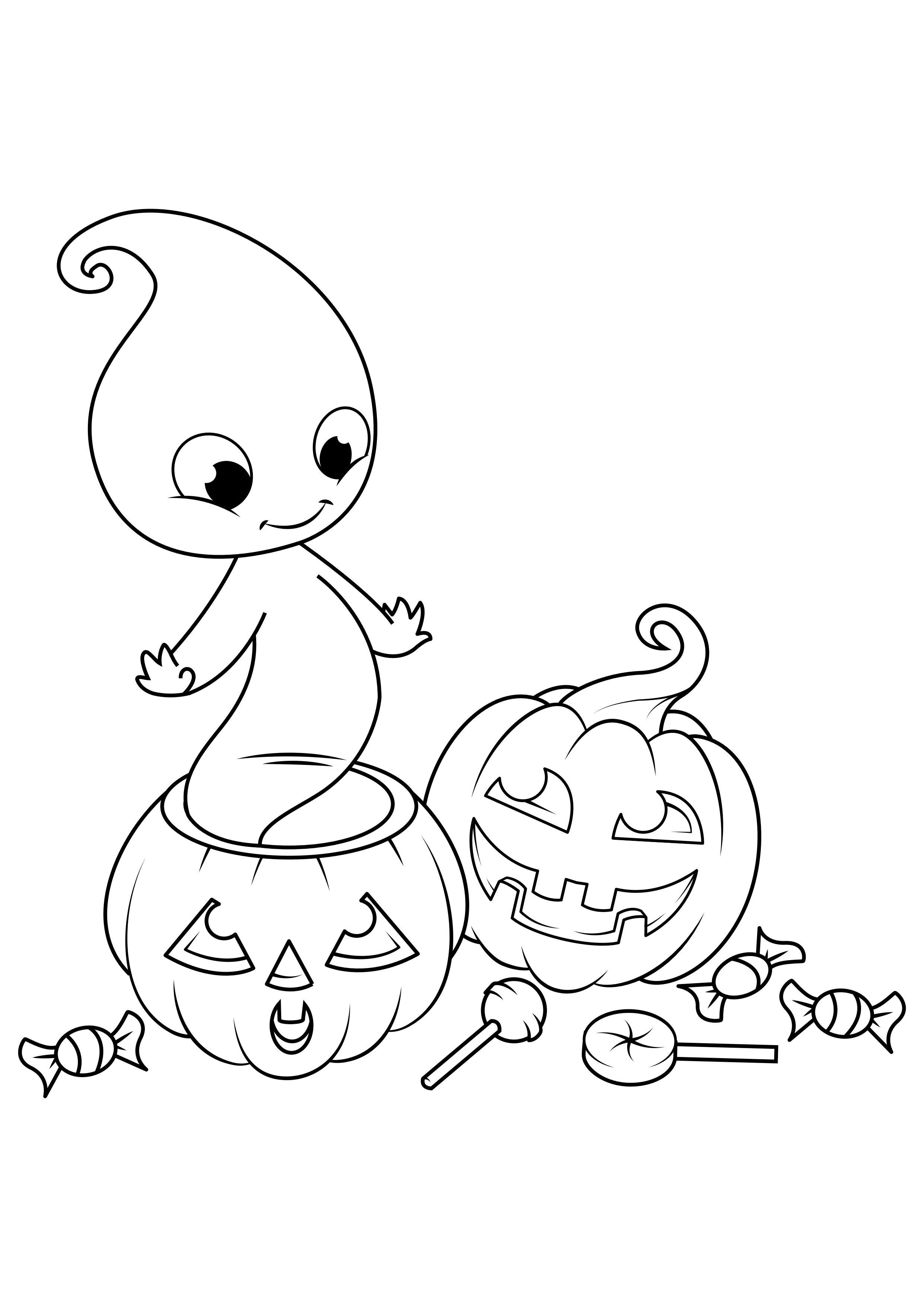 Página para colorir fantasma de halloween