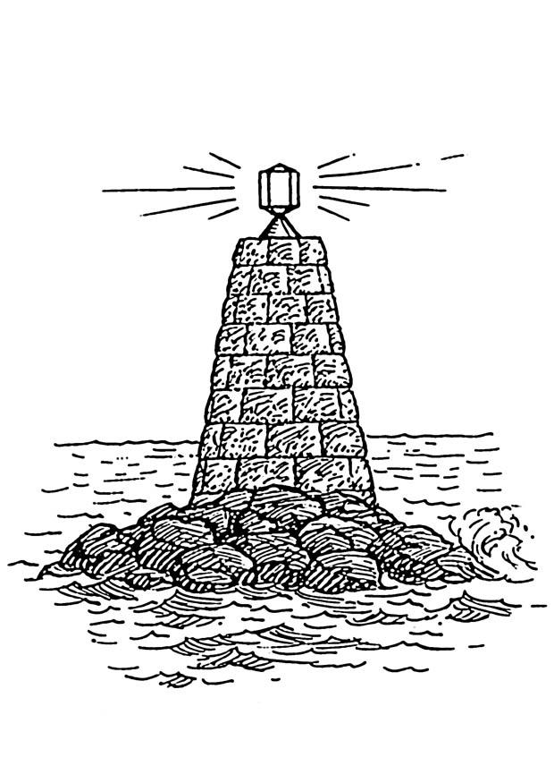 Página para colorir farol no mar
