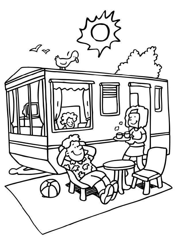 Página para colorir fA©rias no camping 