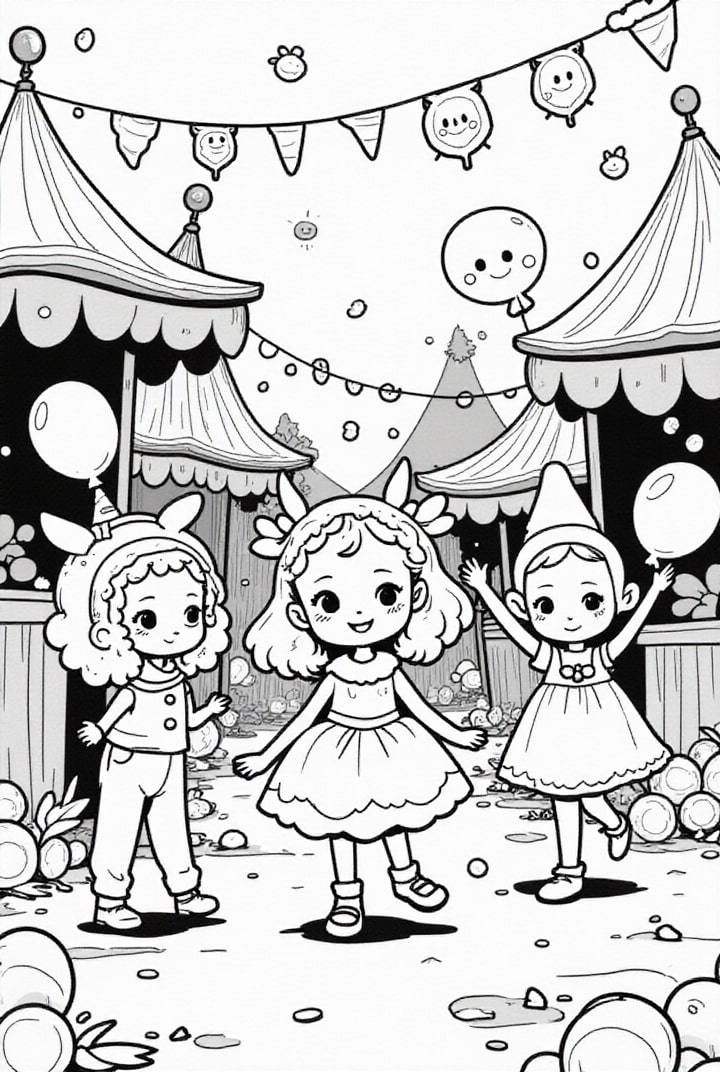 Página para colorir festa de carnaval