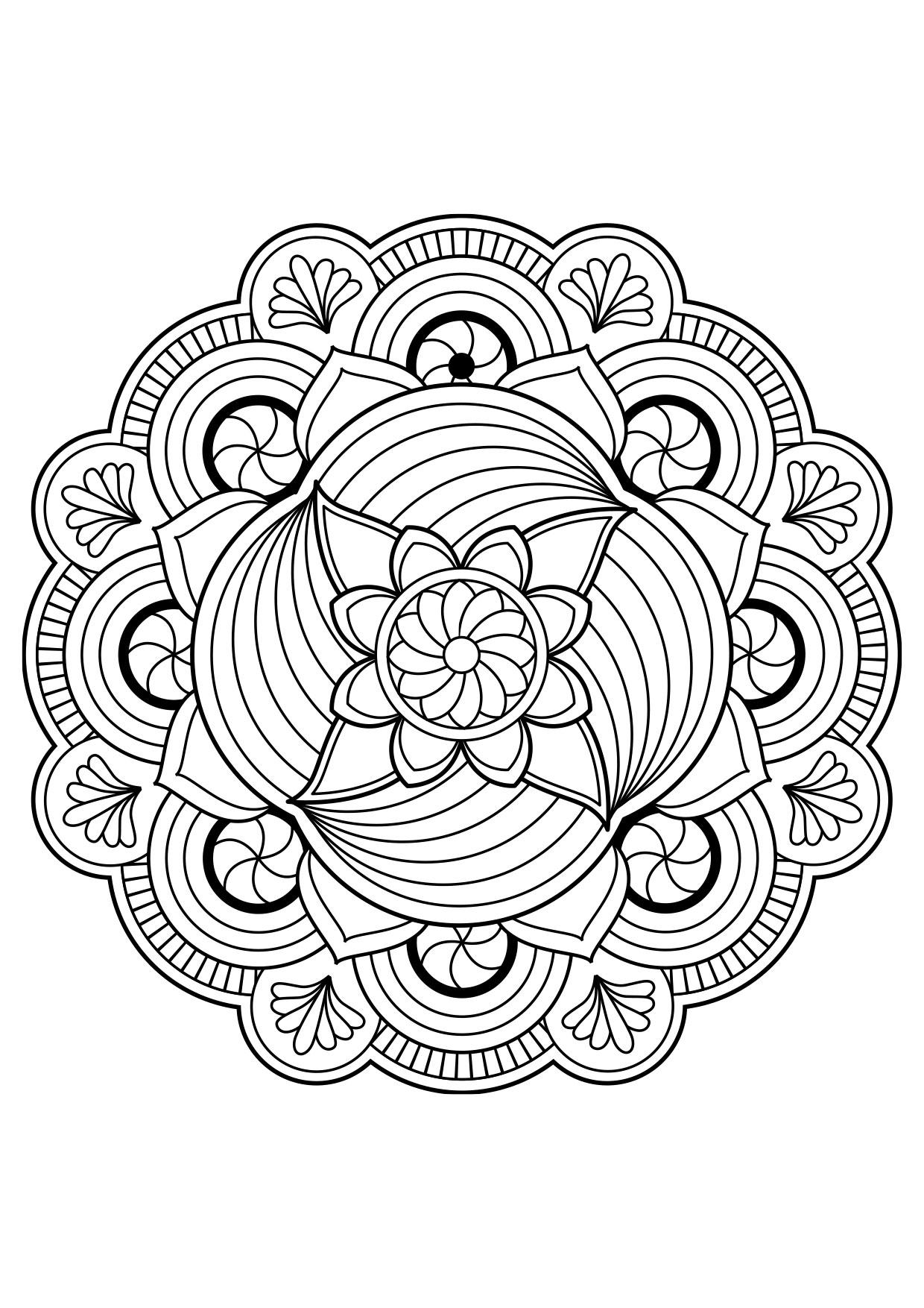 Página para colorir flor de mandala