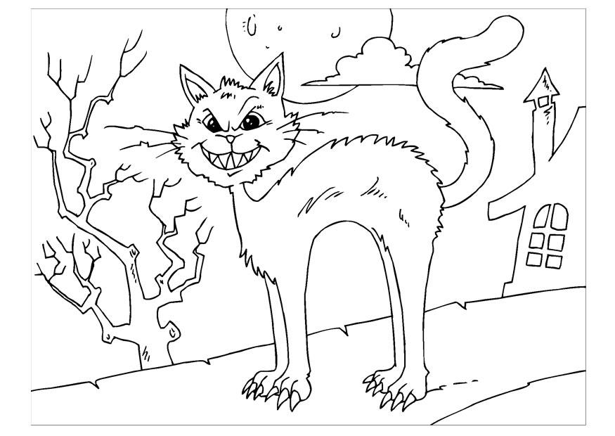 Página para colorir gato arrepiado 