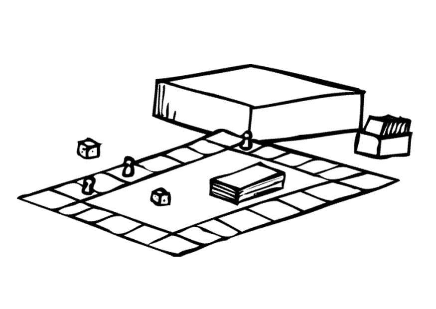 Página para colorir jogo de tabuleiro