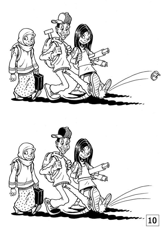 Página para colorir jogo dos erros - amizade
