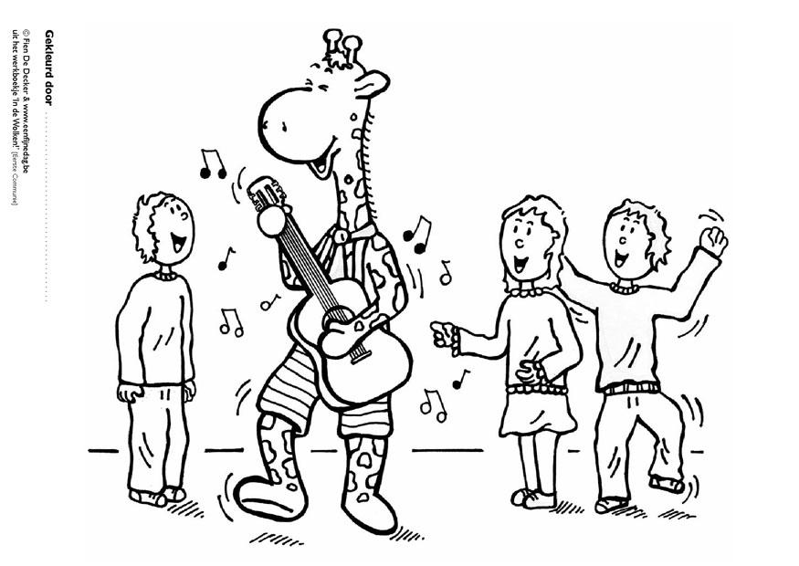 Página para colorir juul e seus amigos tocando mAºsica