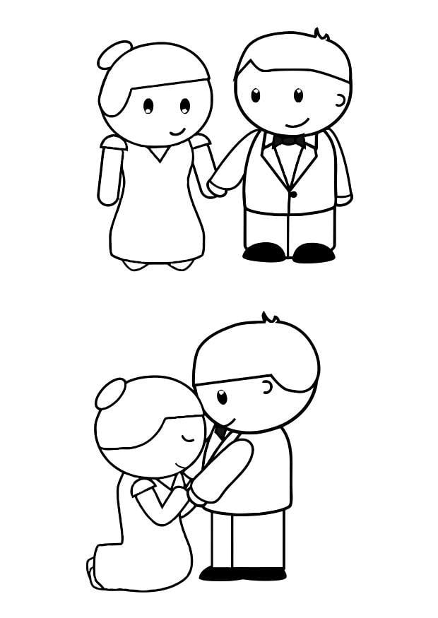 Página para colorir marido e mulher