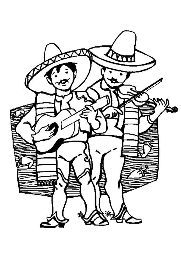 Página para colorir mAºsicos mexicanos
