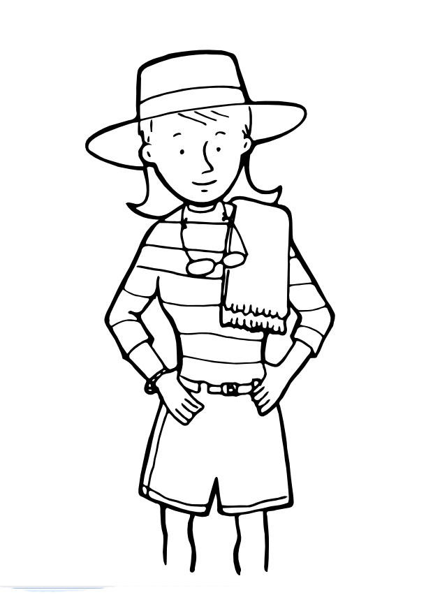 Página para colorir menina com uma toalha