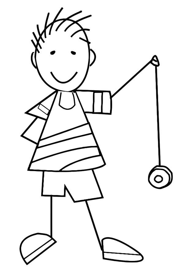 Página para colorir menino com um ioiA´ 