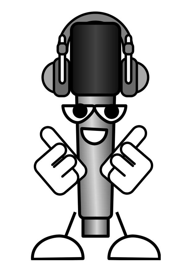 Página para colorir microfone - ouvir mAºsica