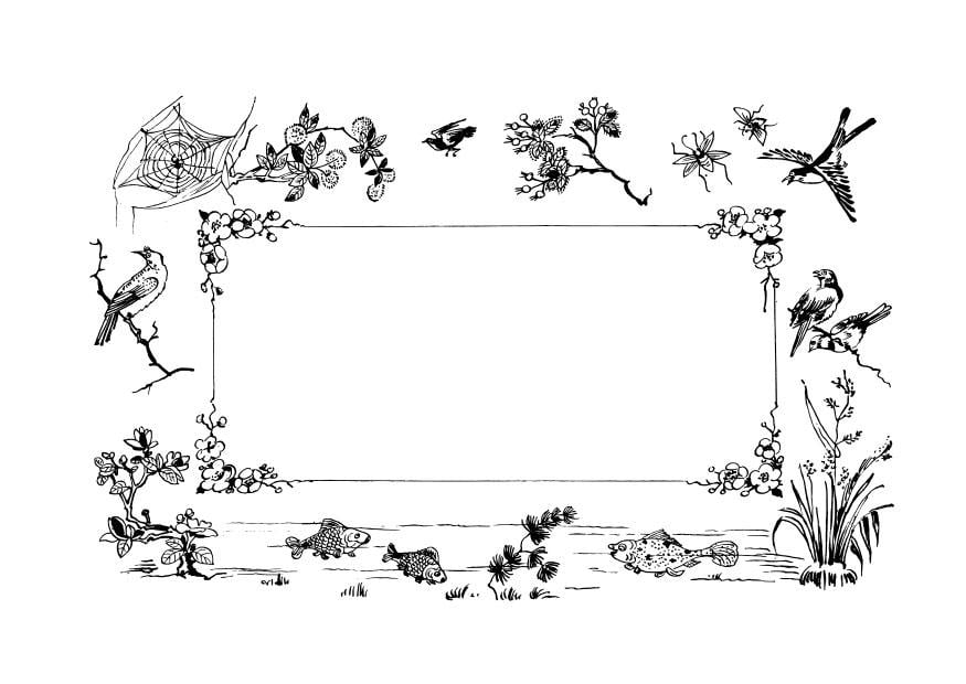 Página para colorir moldura de natureza 