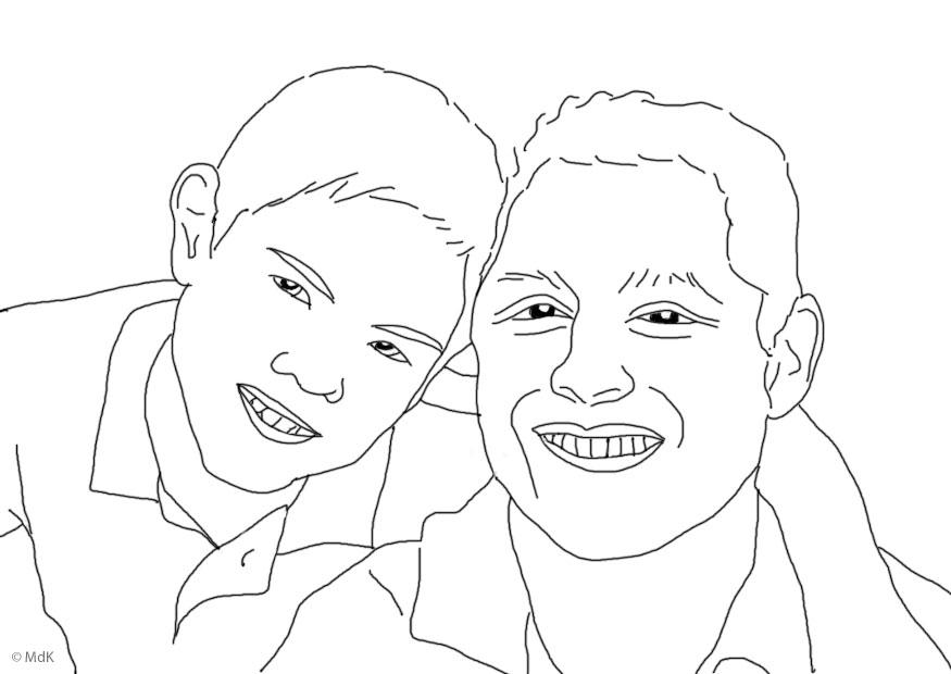 Página para colorir pai e filho
