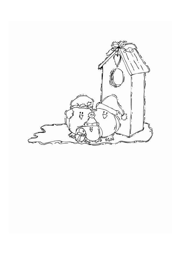 Página para colorir pA¡ssaros com ninho