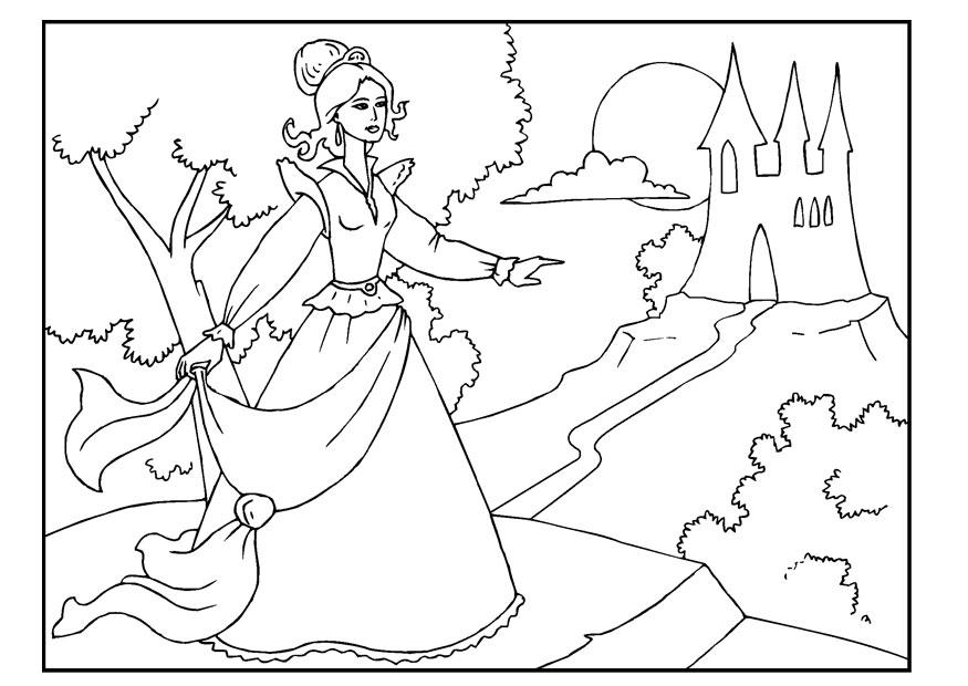 Página para colorir princesa
