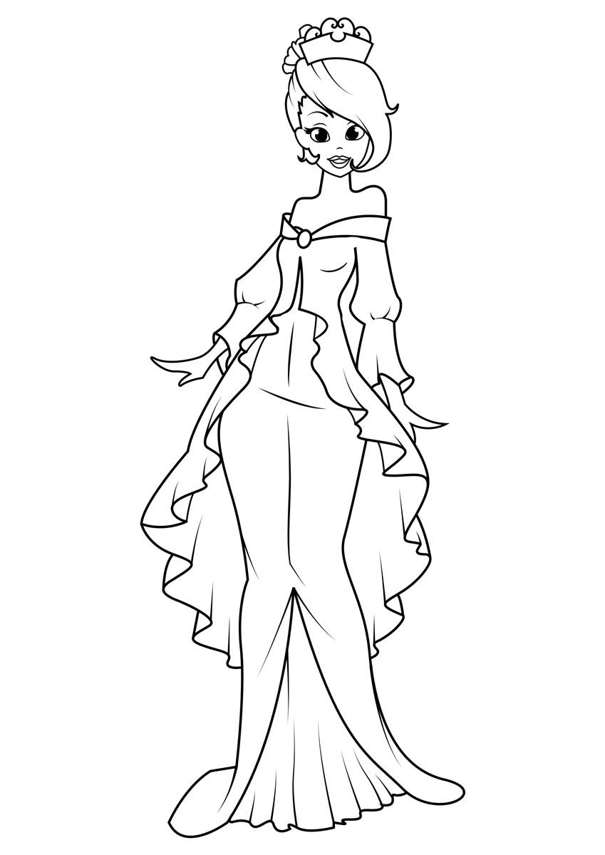 Página para colorir princesa