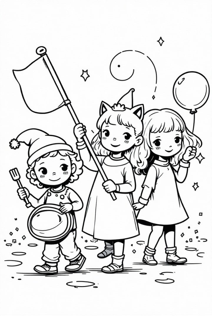 Página para colorir procissA£o de carnaval